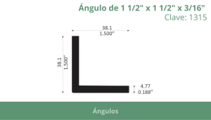 Ángulo de 1 1/2” x 1 1/2” x 3/16”