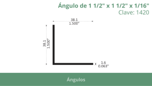 Ángulo de 1 1/2” x 1 1/2” x 1 1/16”