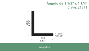 Ángulo de 1 1/2” x 1 1/4”